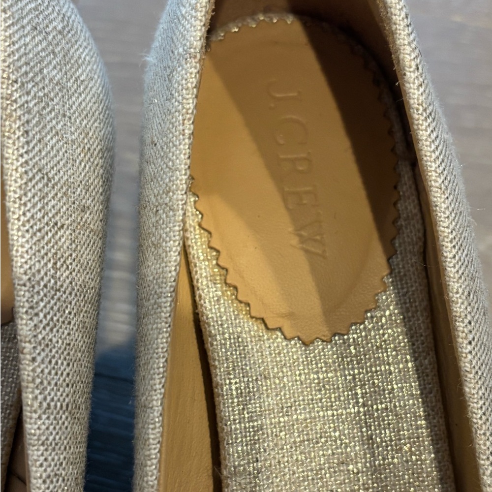 J. Crew Cream Gold Espadrille Wedges 8 Like New! - Picture 4 of 7